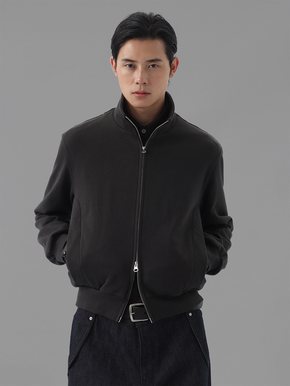 Stand-Up Collar Zip-Up Sweatshirt