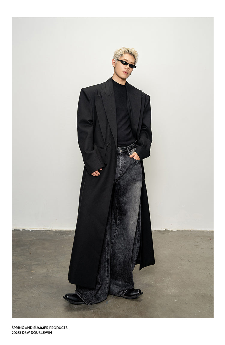 Faux Two-Piece Long Coat