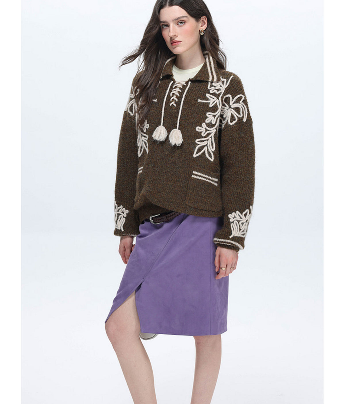Vintage Wool-Blend Fringed Sweater