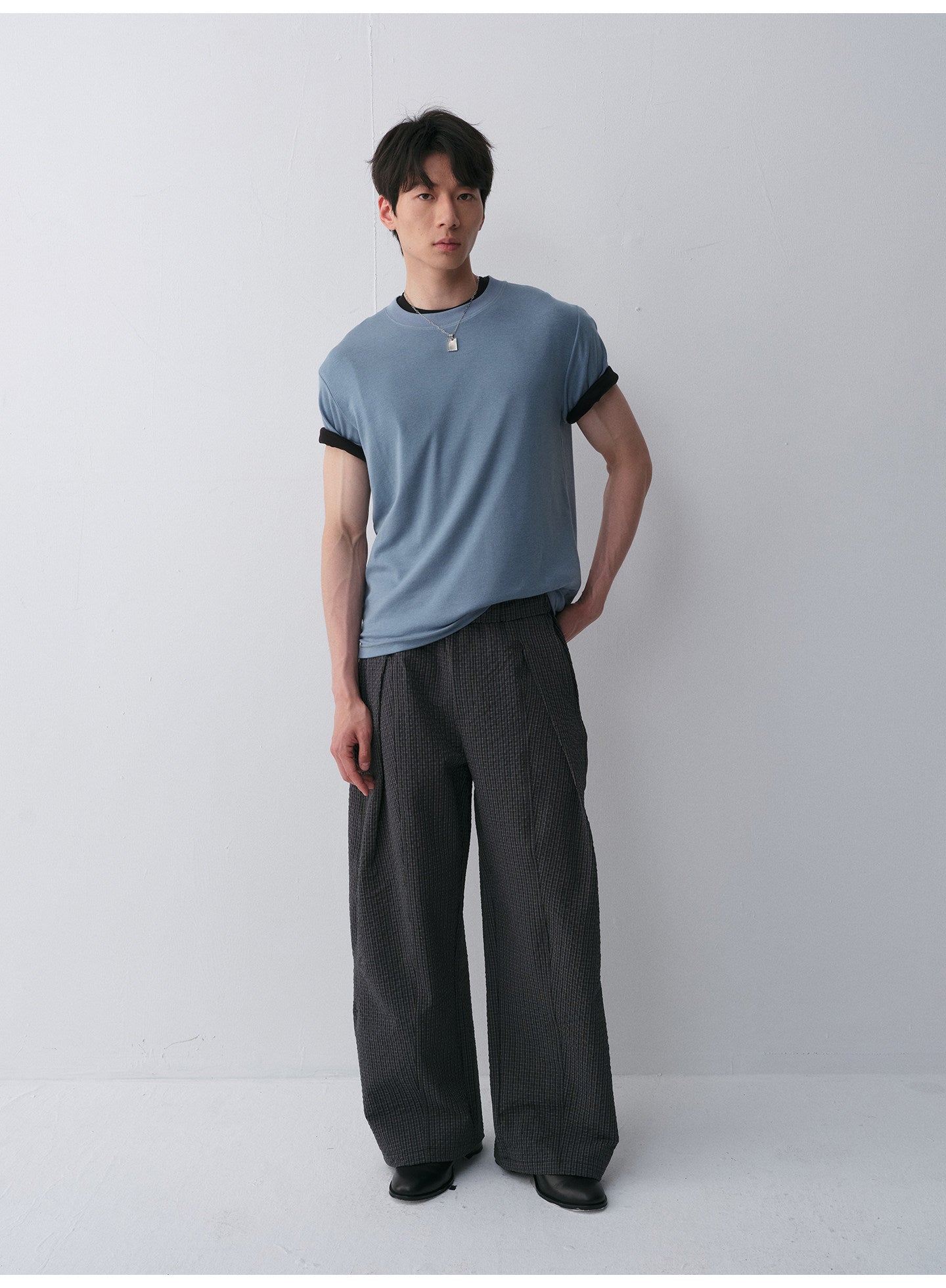 Tencel & Wool Blend Crew Neck T-Shirt