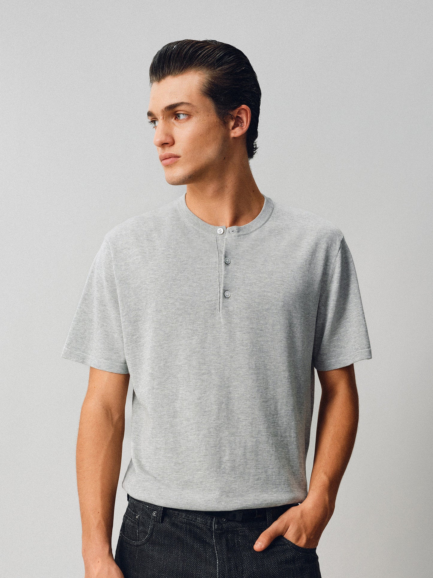 Simple Henry-Neck T-Shirt