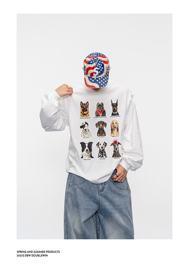 Puppy Print Drop-Shoulder T-Shirt