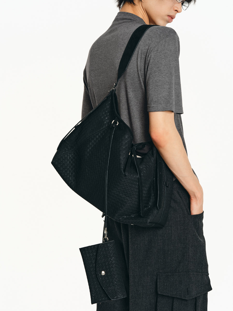 Matte-embossed shoulder bag