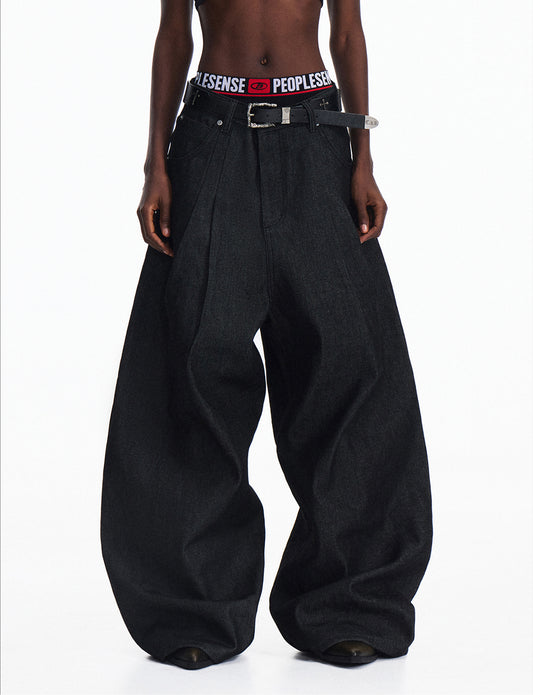Pleated Baggy Jeans