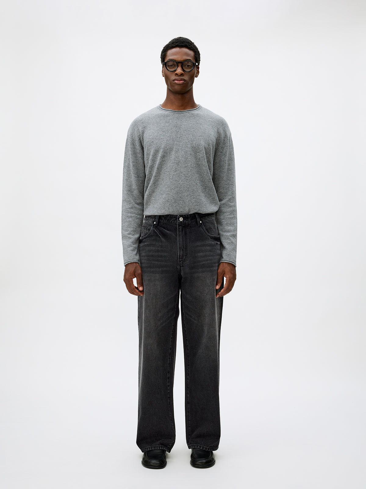 Wash-processed Straight-Leg Jeans