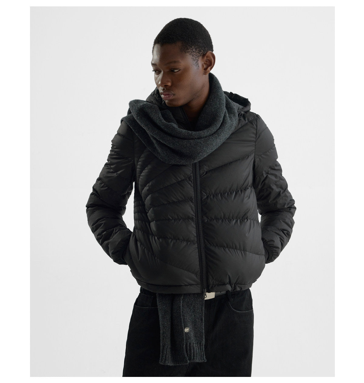 Embossed Straight-Line Quilted Down Jacket
