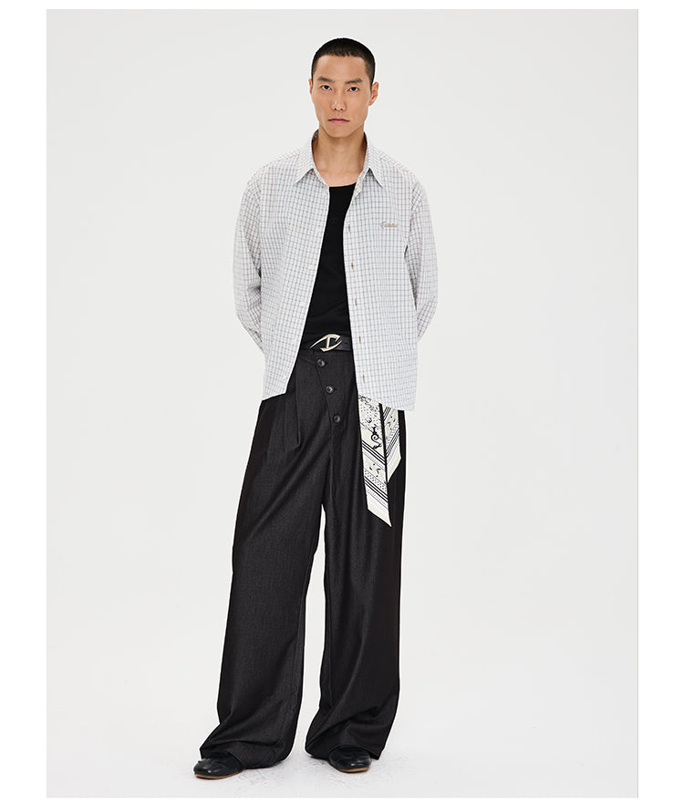 Diagonal Placket Casual Pants
