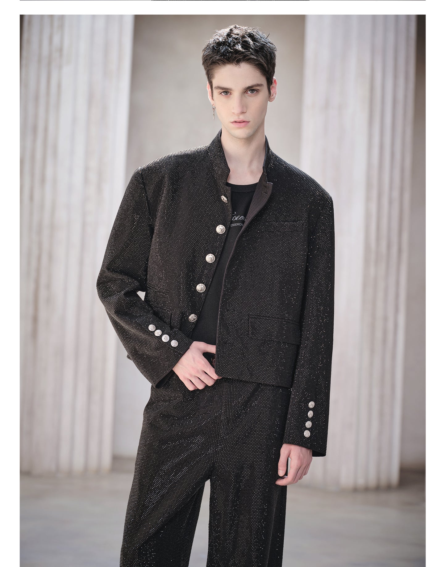 Full Rhinestone Design Jacket Set