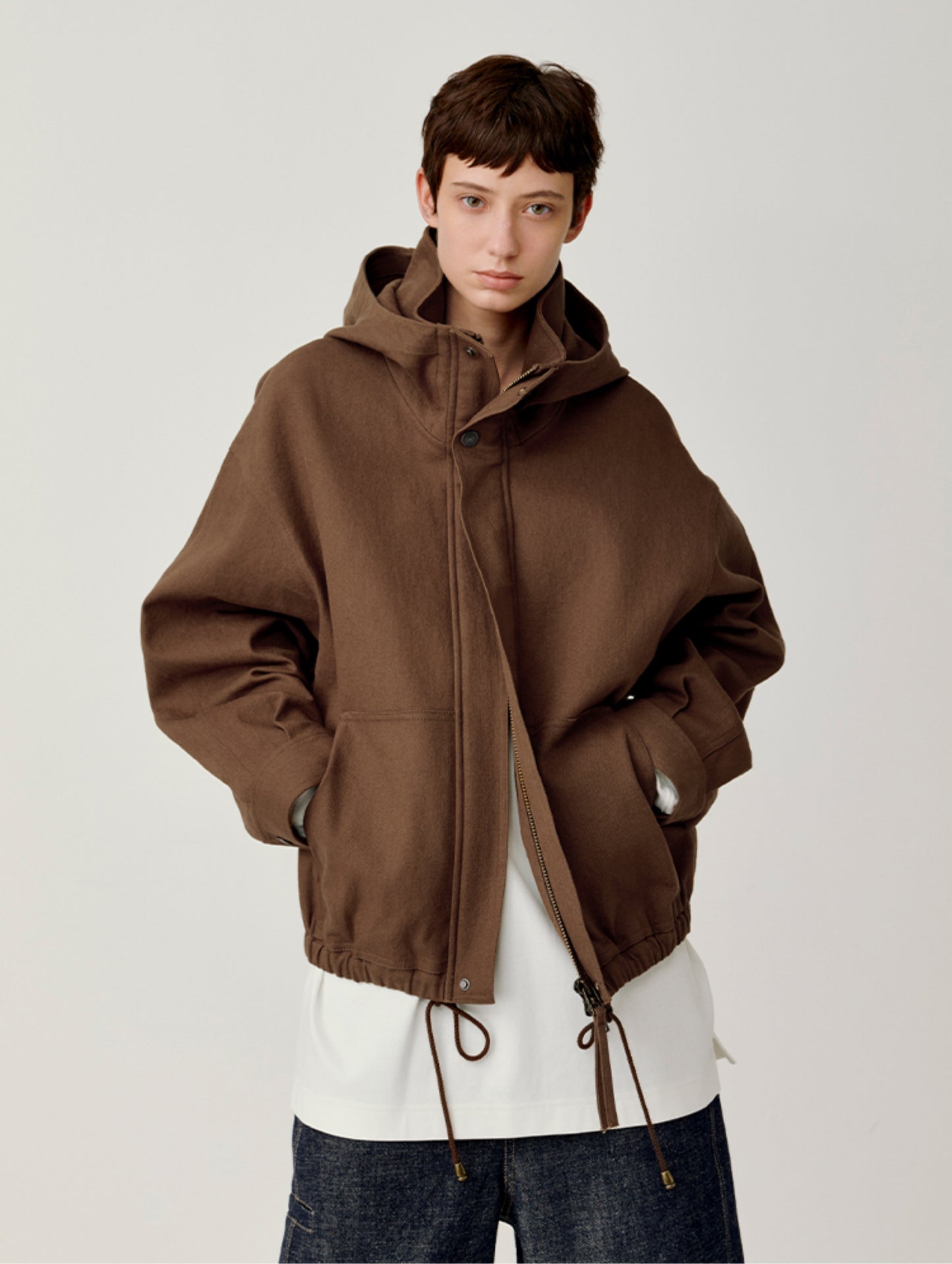 Stand Collar Hooded Jacket