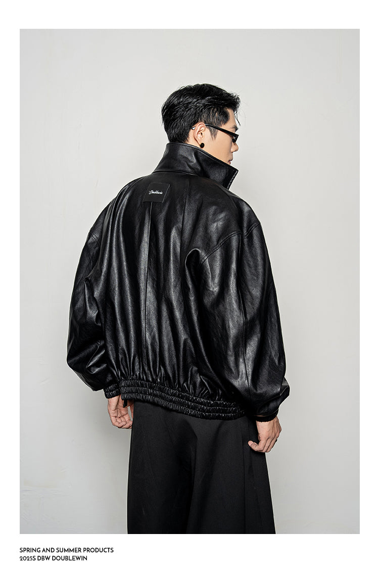 Draping Leather Jacket