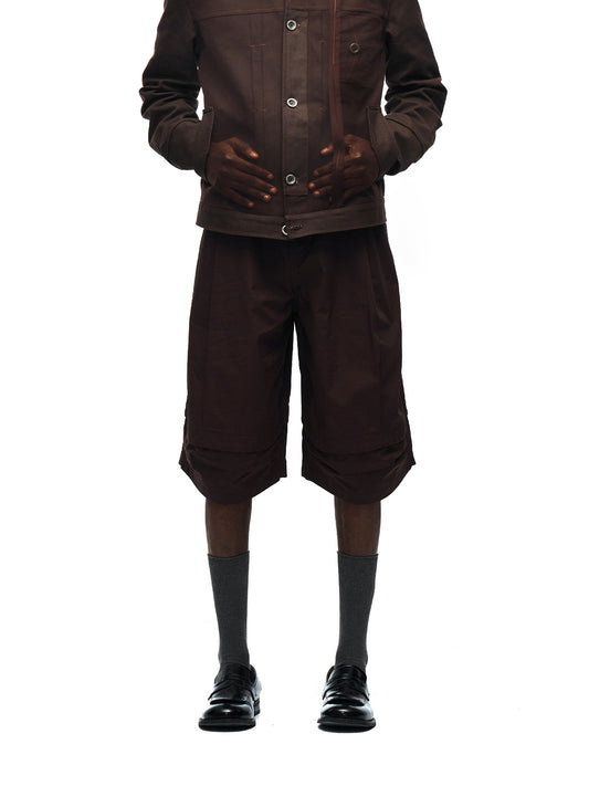 Splash Pleats Color Block Shorts