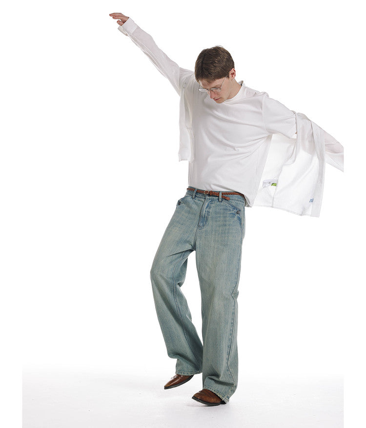 Whisker-Washed Denim Pants