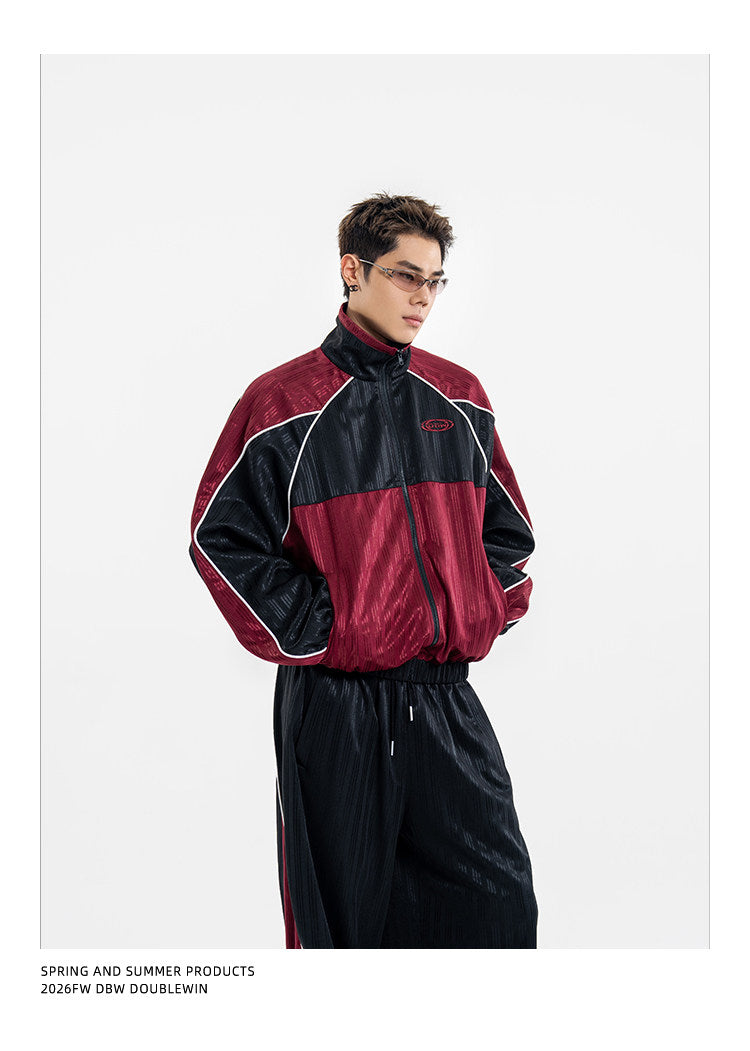 Color-Blocked Sporty Casual Pants Set