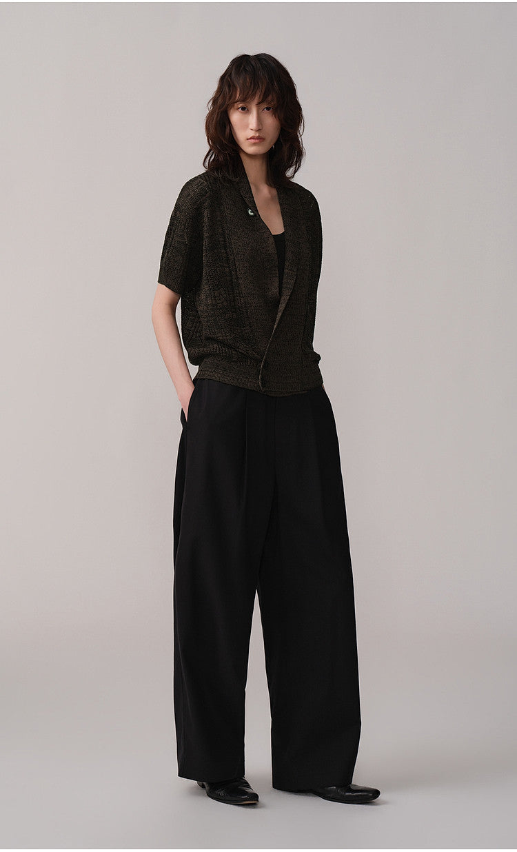 Straight-Leg Casual Pants with Elastic Waistband