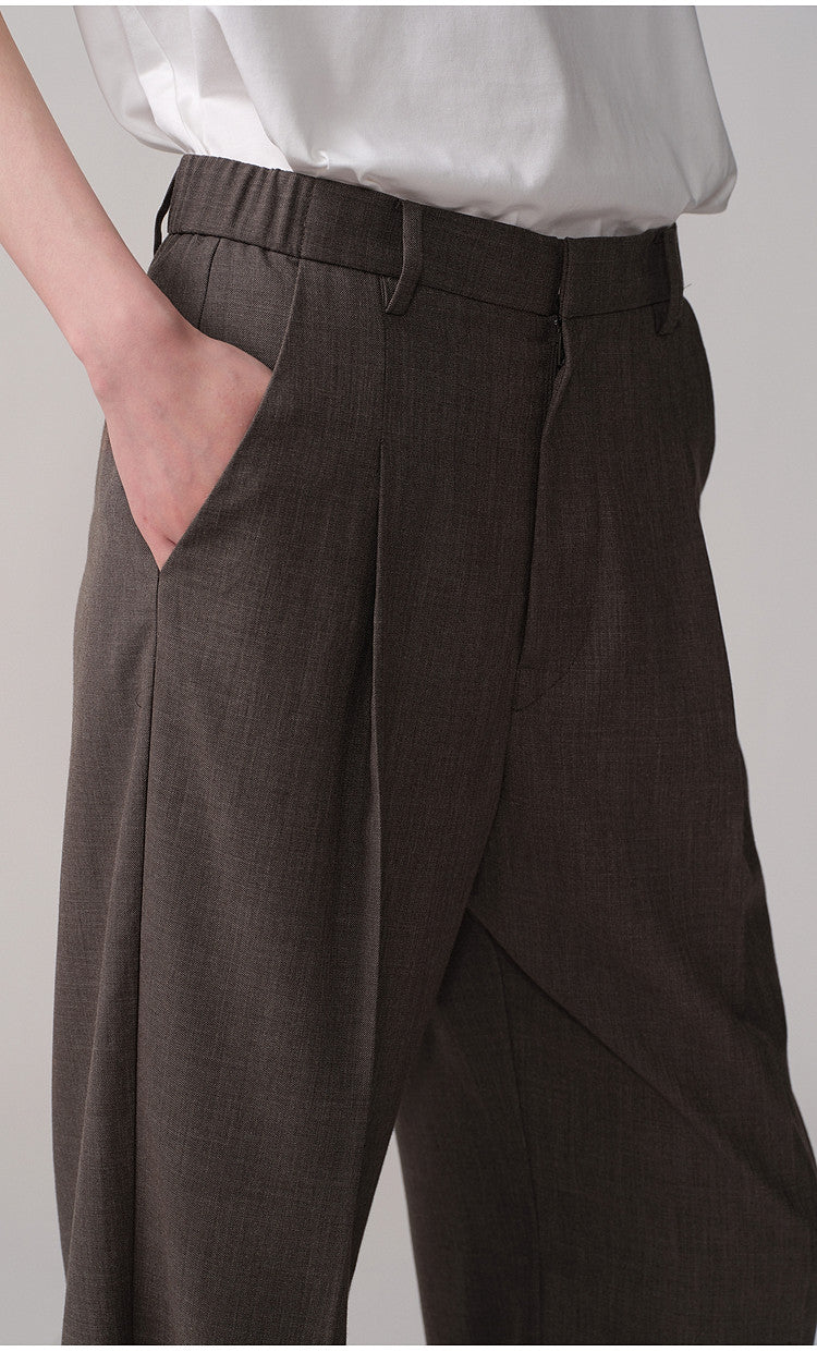 Pleated Oak Waist Casual Pants