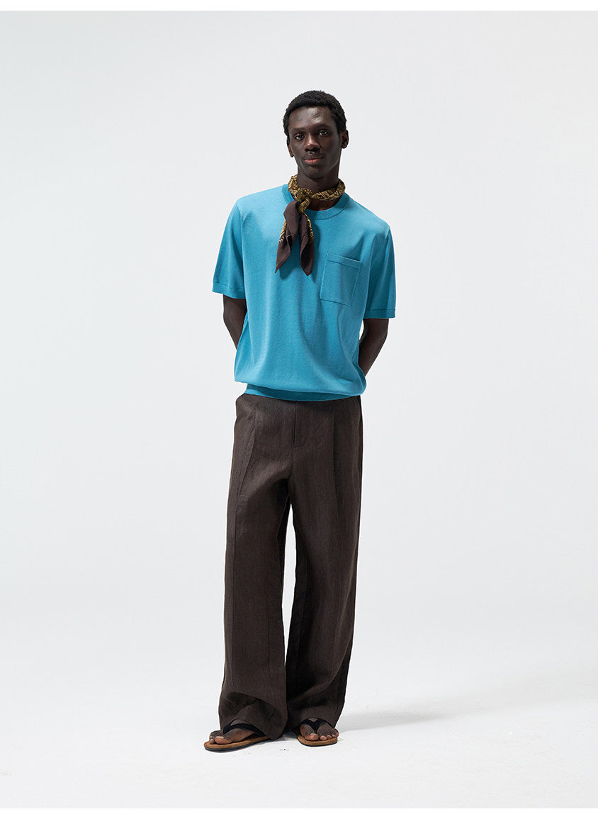 Pocket Crew-Neck Knit Shirt