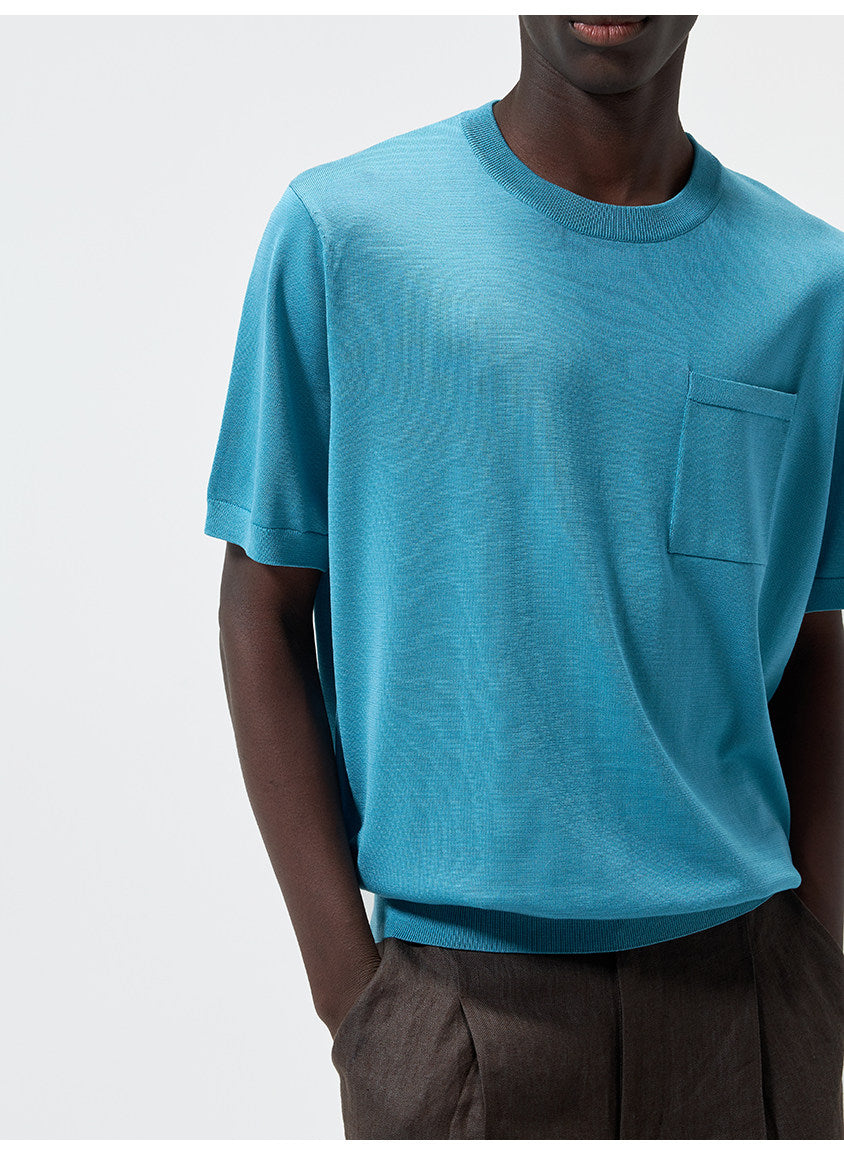 Pocket Crew-Neck Knit Shirt