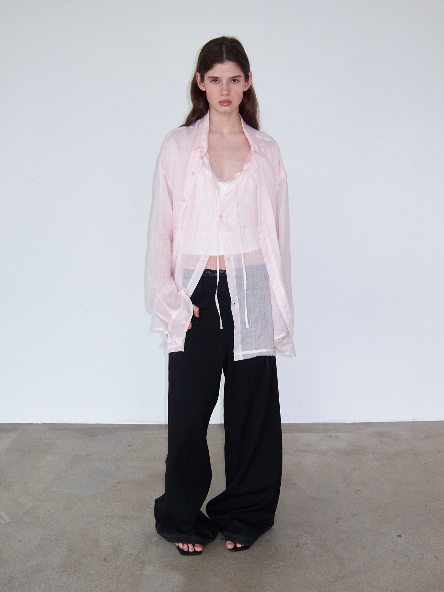 Faux Two-Piece Sheer Shirt
