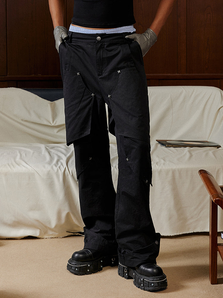 Multi-layer construction Straight casual pants