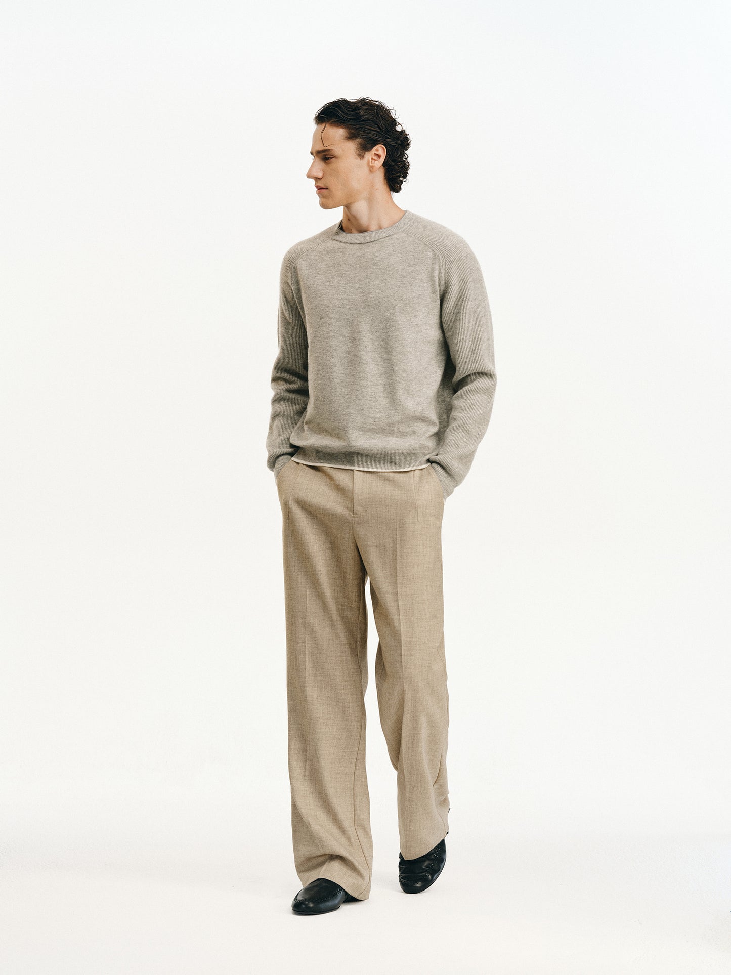 Wrinkle-Resistant Wool Casual Pants