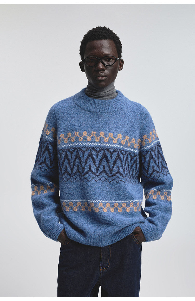 Wide Crew Neck Raglan Sleeve Knit