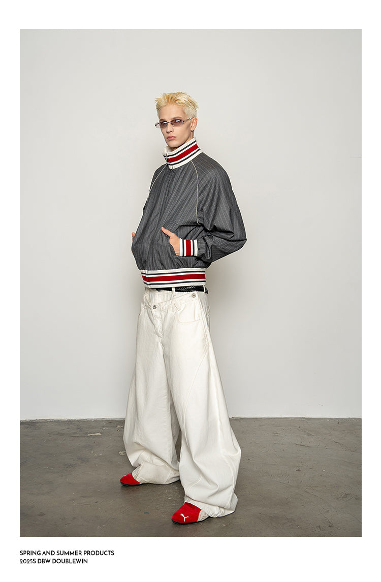 Striped High-Collared Jacket