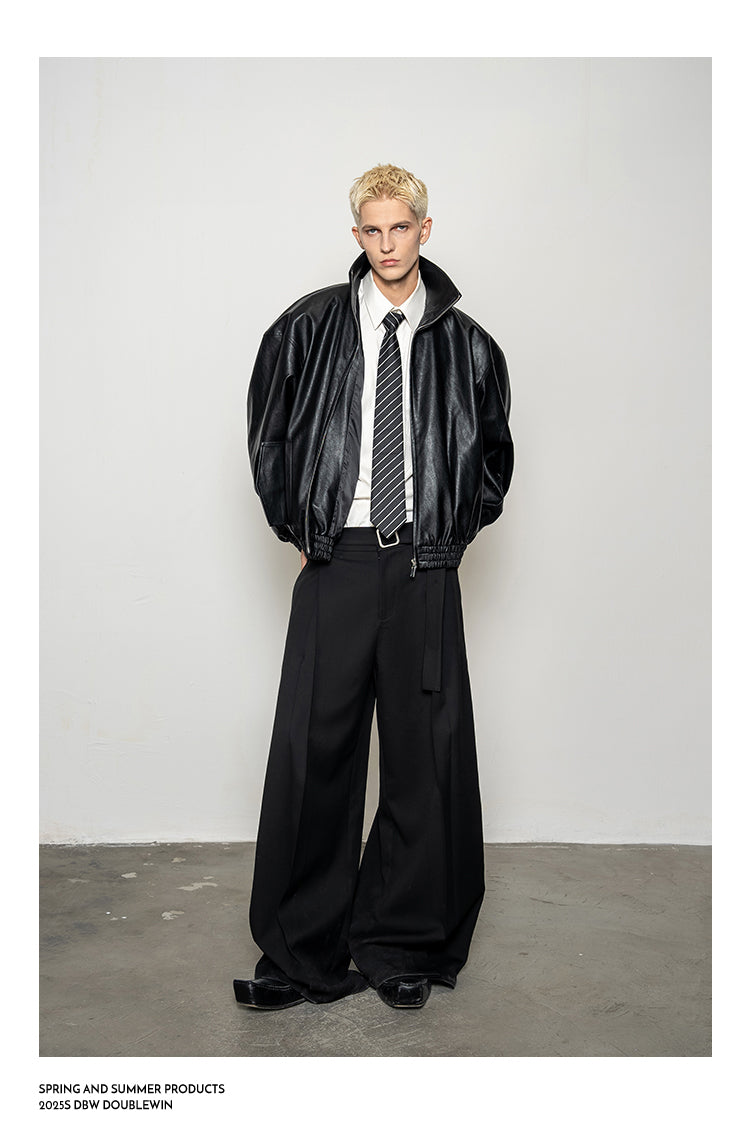 Draping Leather Jacket