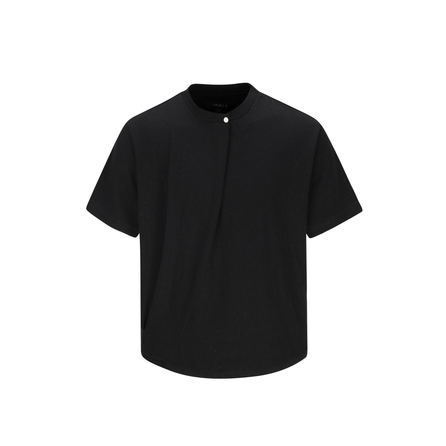 Single-Button Loose-Fit Casual T-Shirt