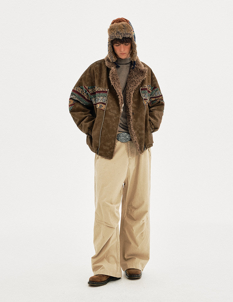 Faux Suede Embroidered Jacket