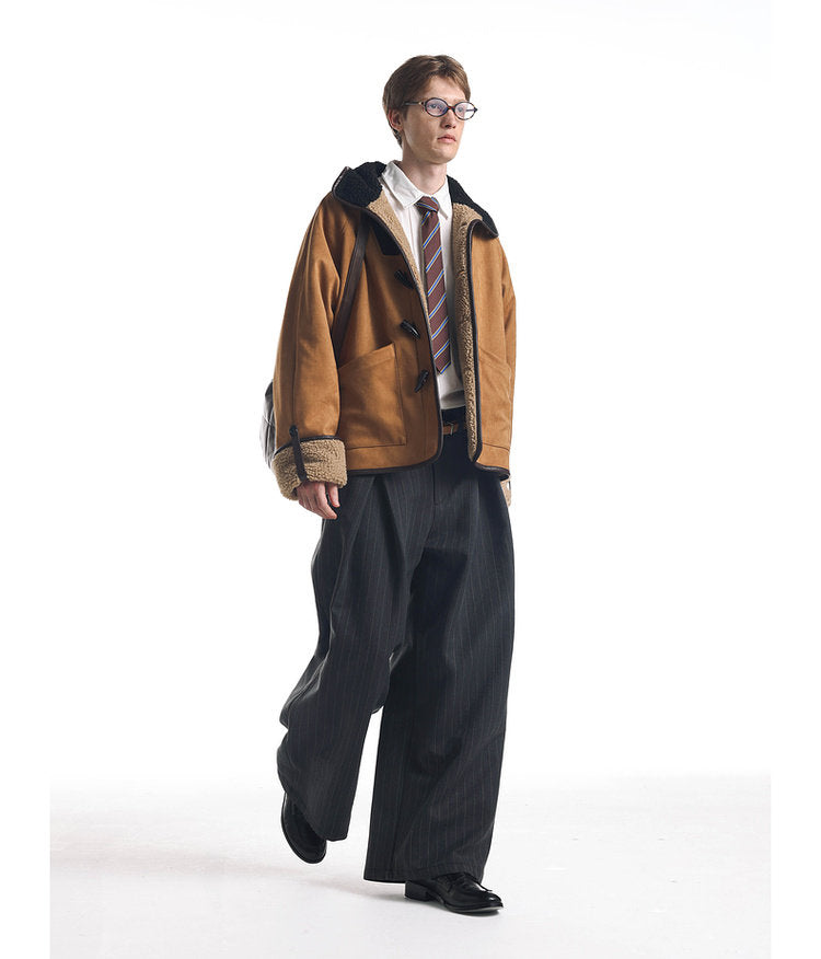 Color Block Horn Button Jacket