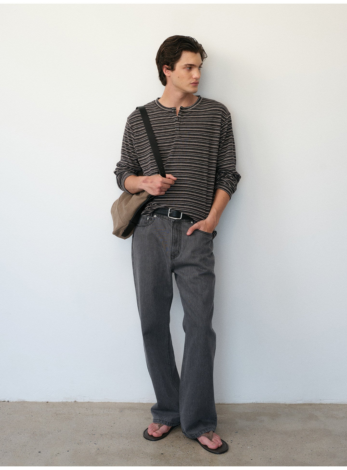 Striped Henley-Neck T-Shirt