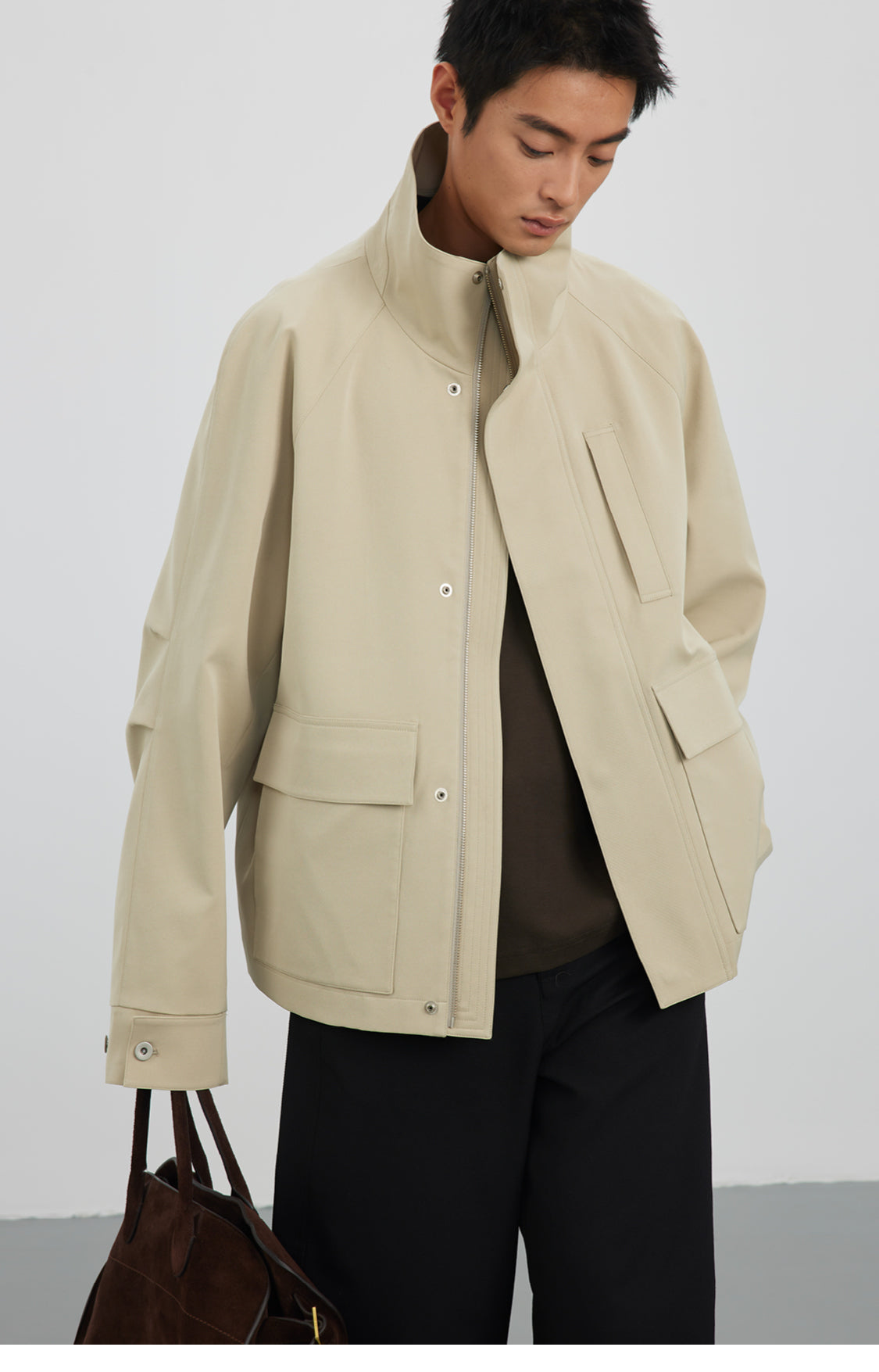 Stand collar short jacket