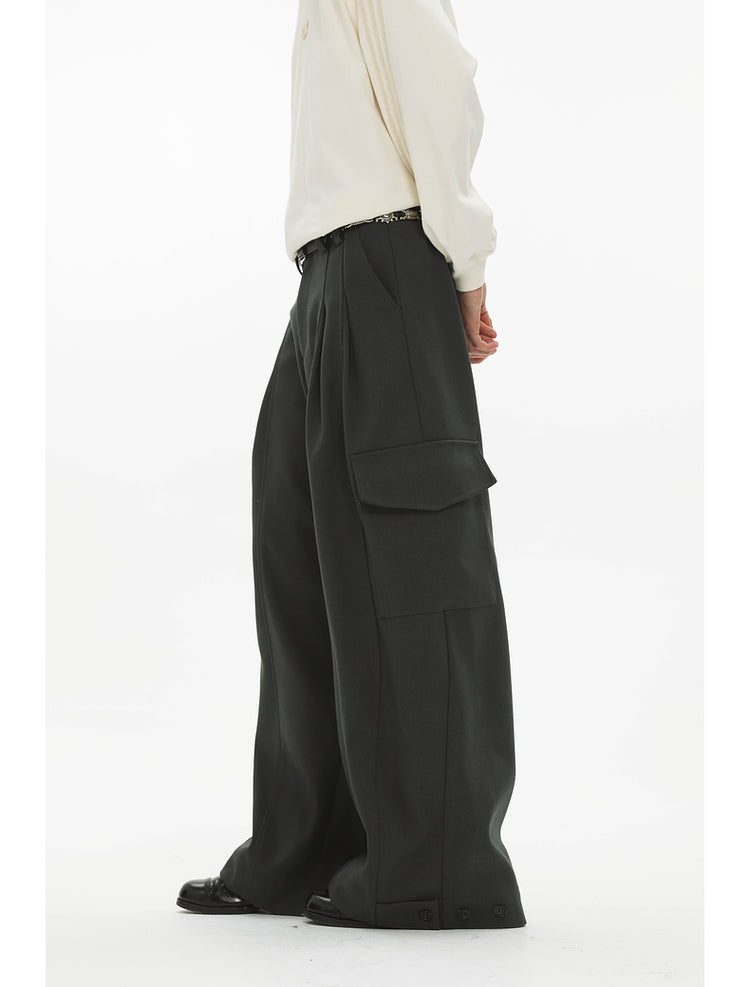 Draped Silhouette Wide Leg Pants