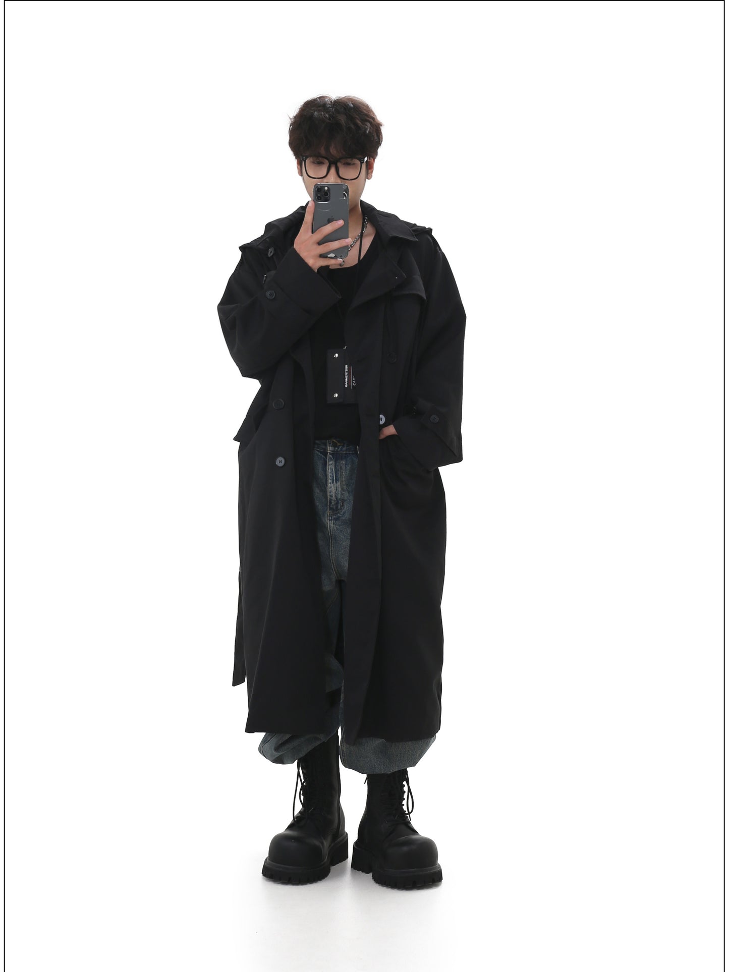 Long trench coat with hood