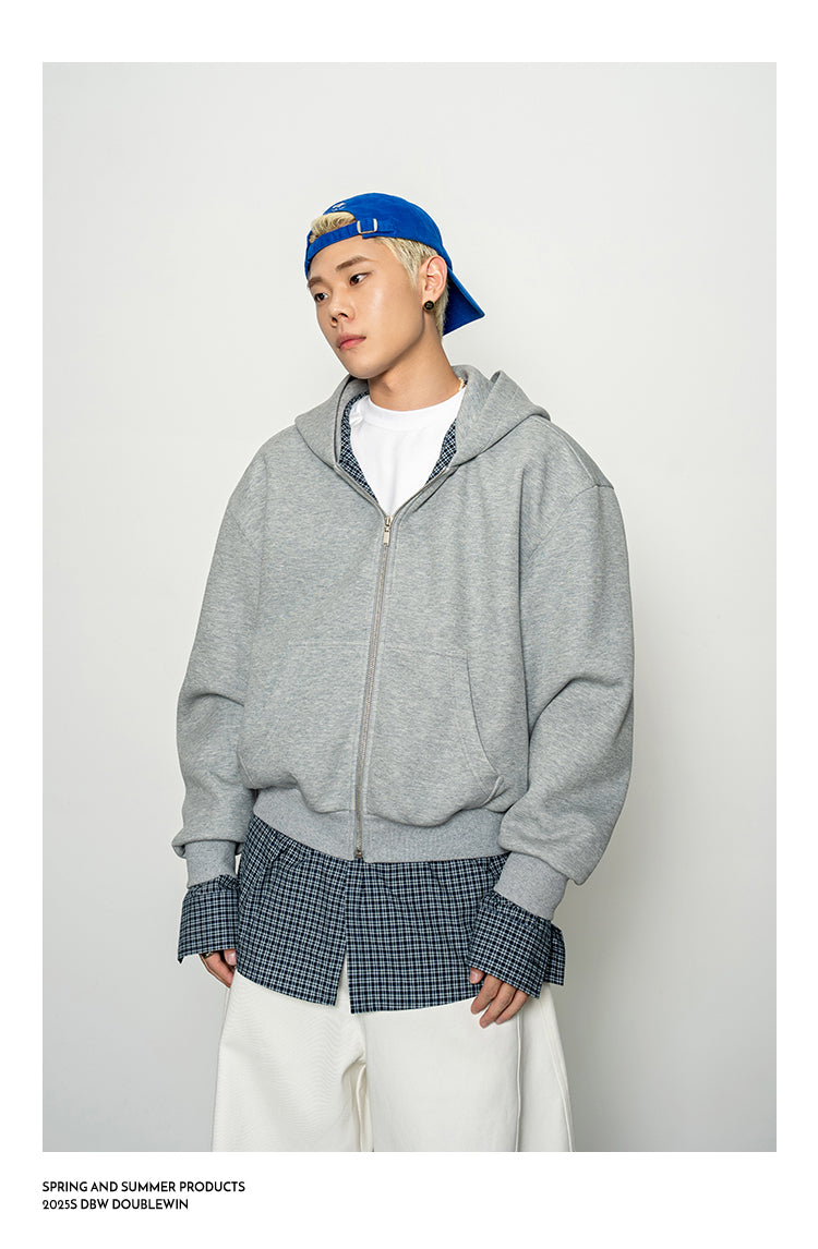 Checkered Pattern Faux Two-Piece Sweatshirt