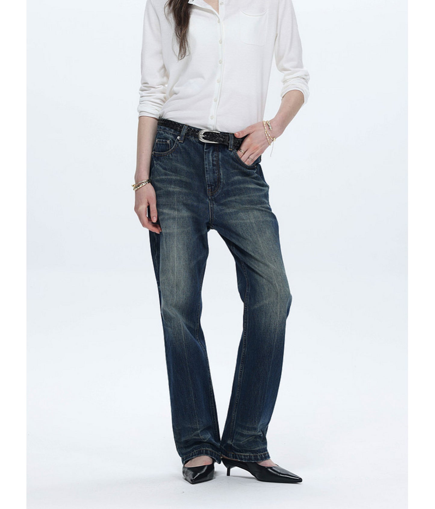Vintage-Style Shrimp Line Jeans