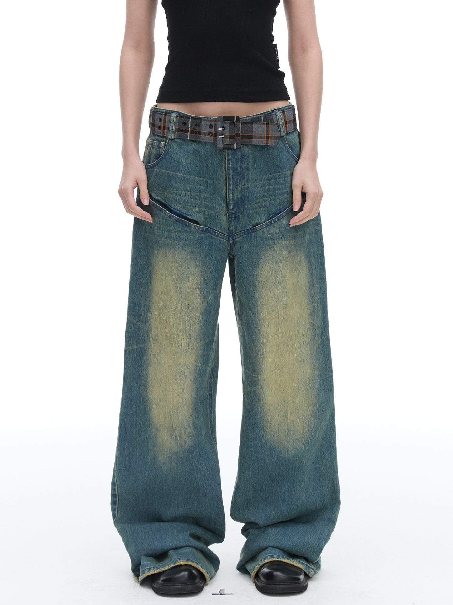 Vintage Washed Wide Leg Jeans