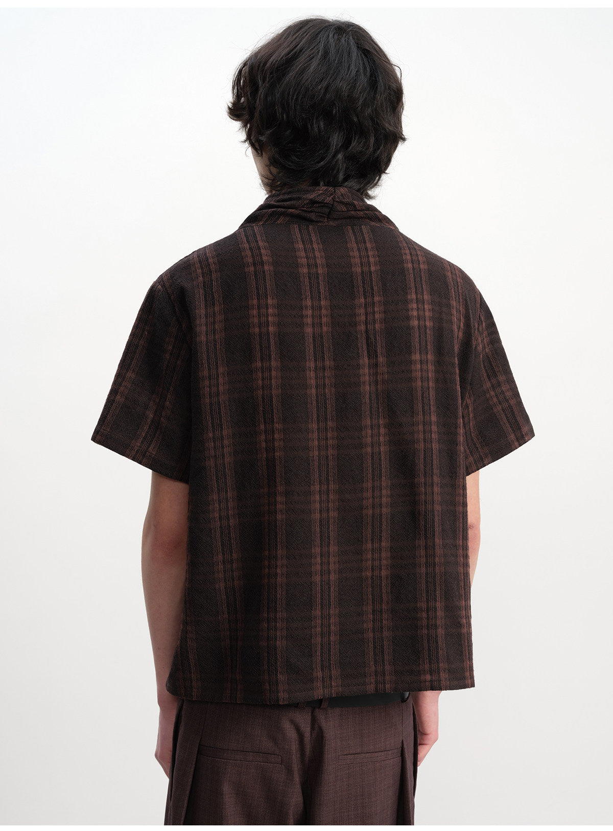 Pleated Cross-Neck Shirt