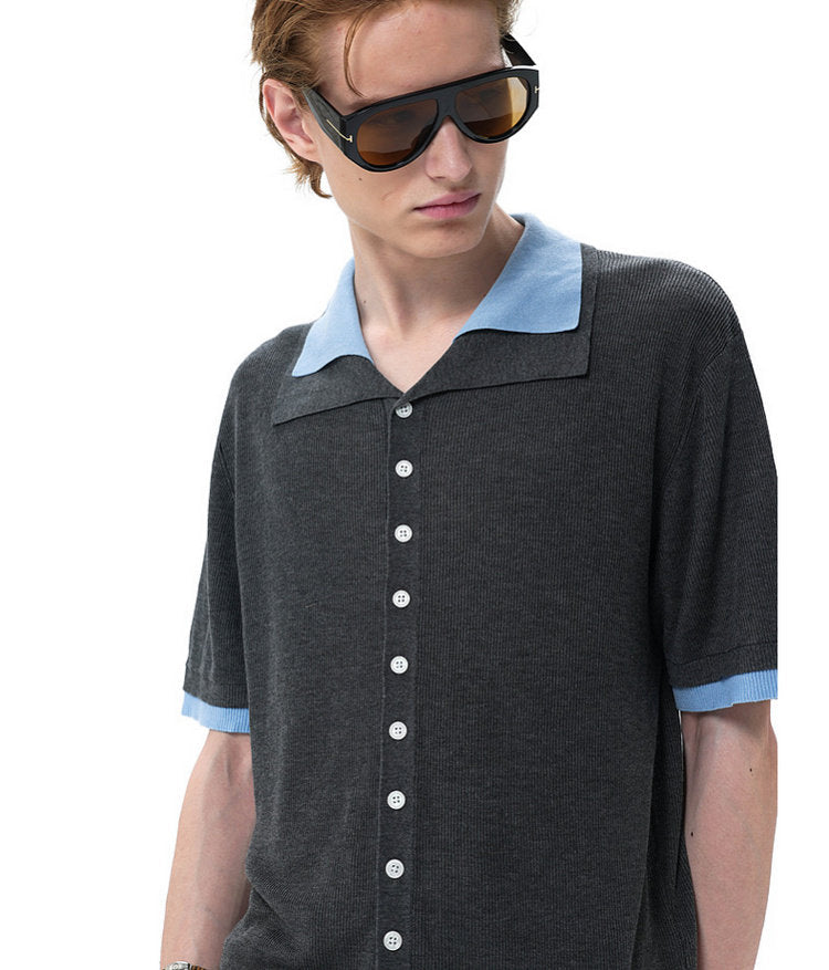 Faux Two-Piece Knit Shirt