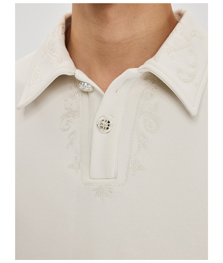 Embroidered polo sweatshirt