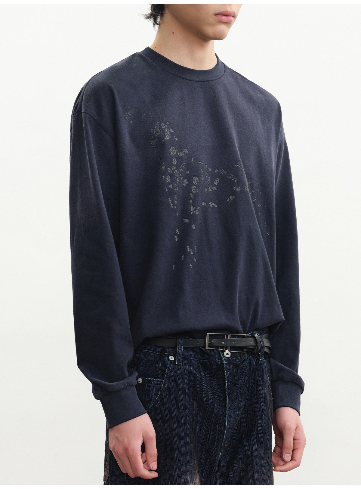 Distressed Print Faded Finish T-Shirt