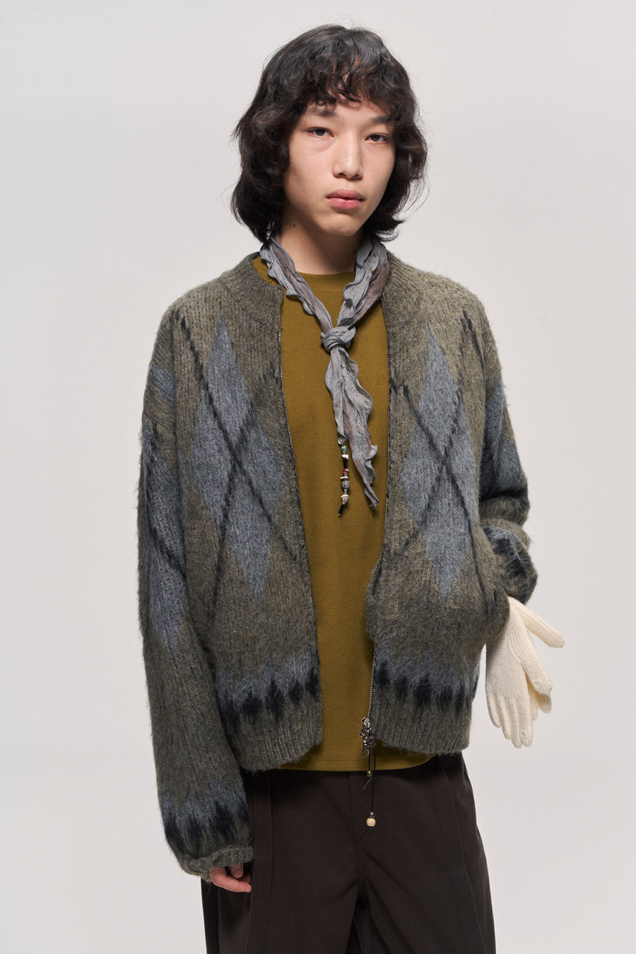 Fair Isle Wool Blend Zip Cardigan