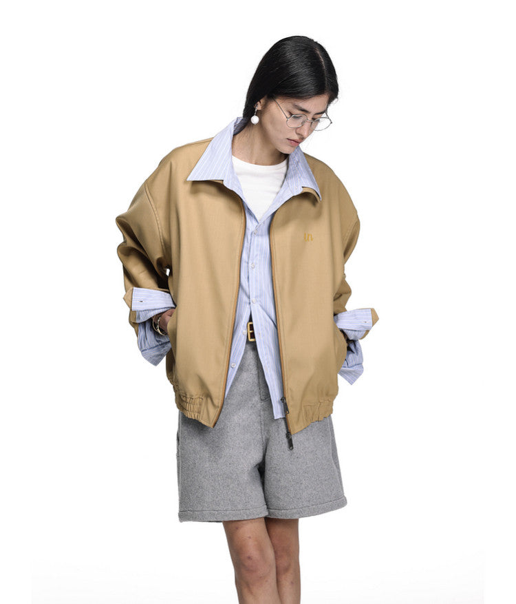 Faux Two-Piece Striped Patchwork Short Jacket