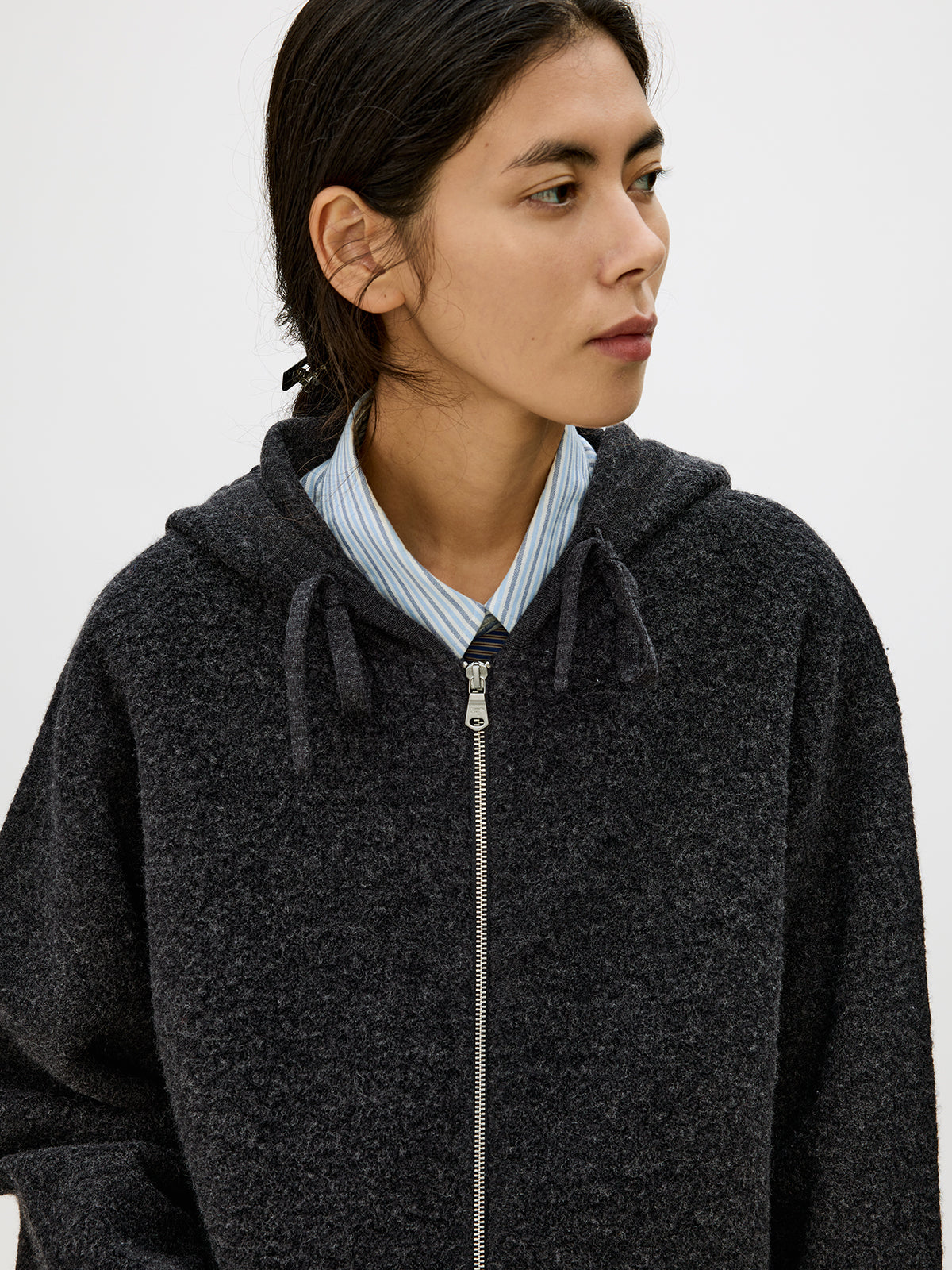 Zip-Up Hooded Cardigan