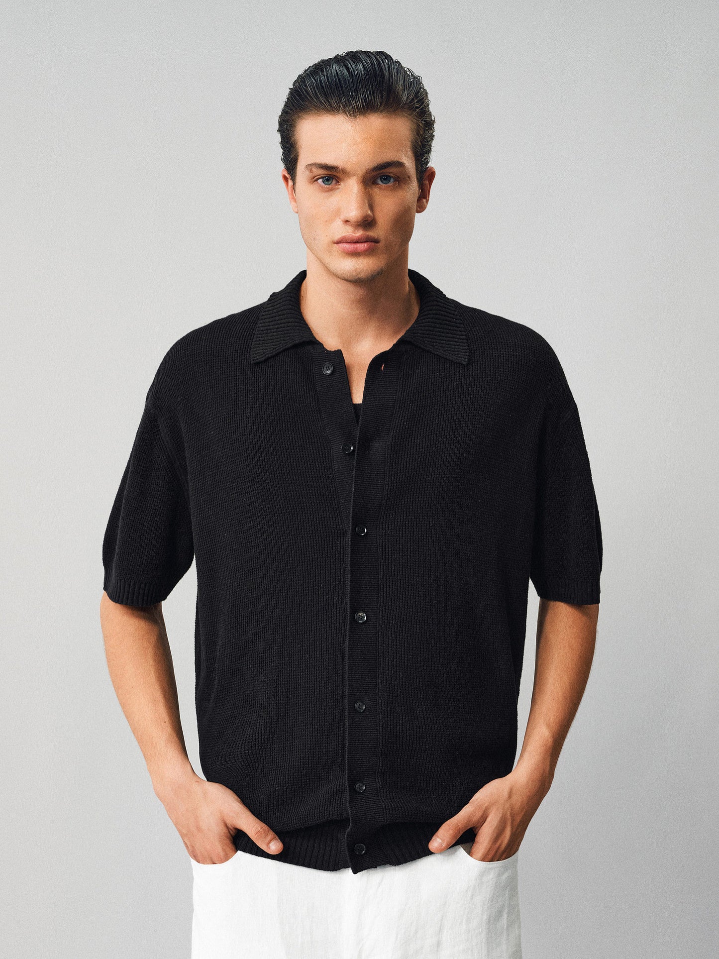Textured Linen-Cotton Blend Shirt