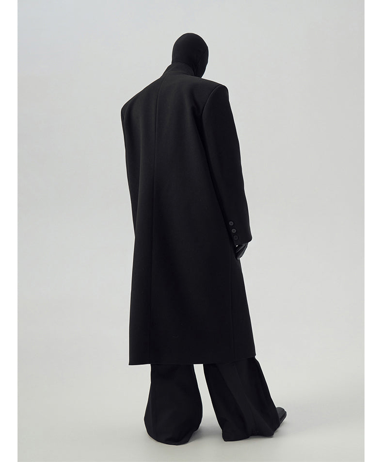 Basic stand collar long coat