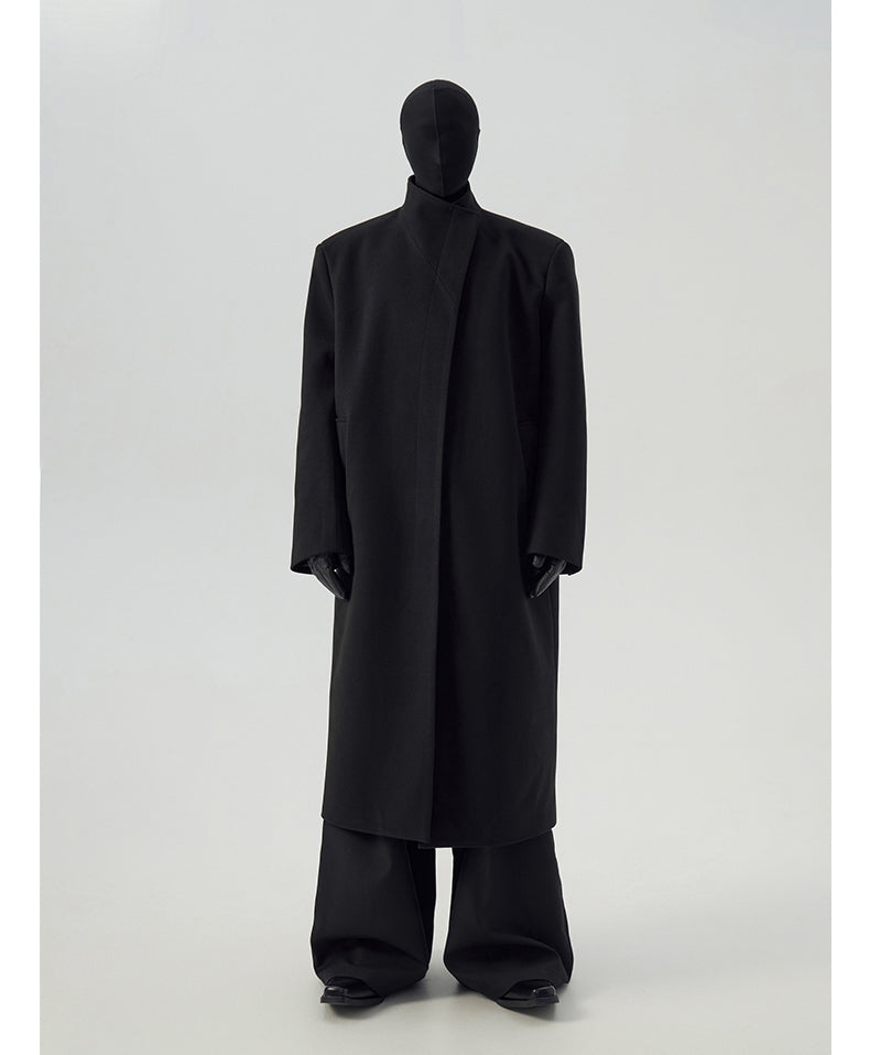 Basic stand collar long coat