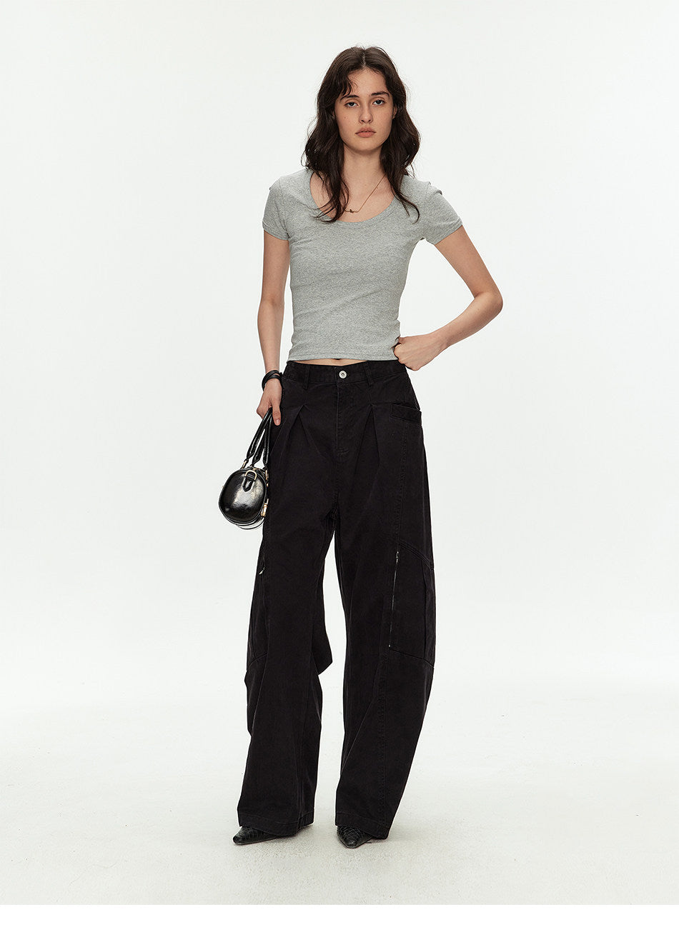 Deconstructed Curved Casual Pants