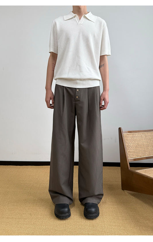 Pleated Casual Straight Pants