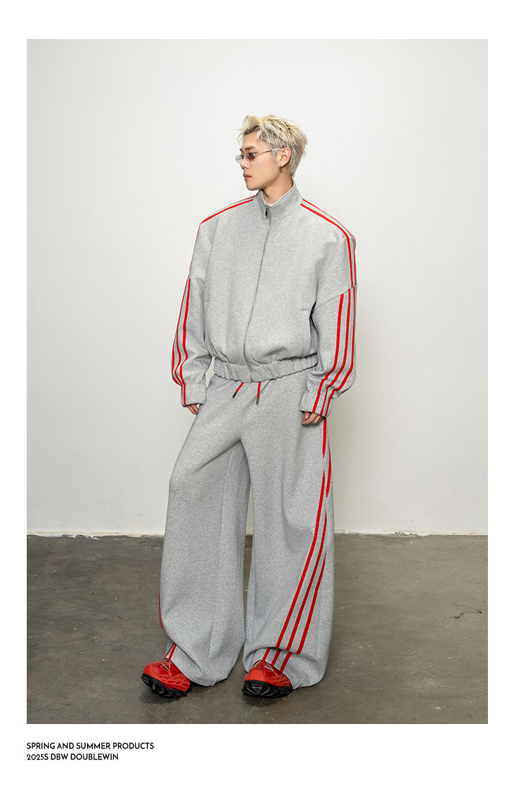 Rope Contrast Color Sweatshirt Set